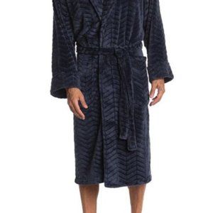 Daniel Buchler M-L BLACK Chevron Textured Waist Tie Robe.